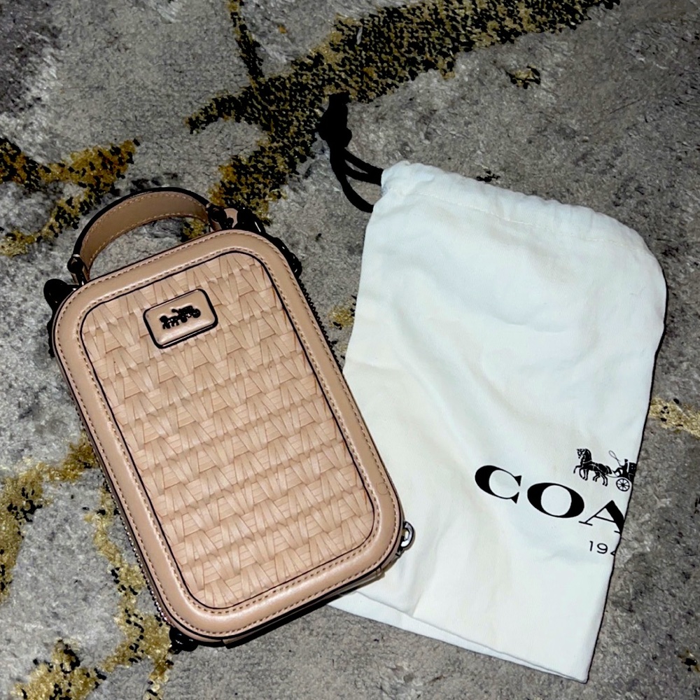 Coach Blush Tan Woven Crossbody Bag - Picture 2 of 5